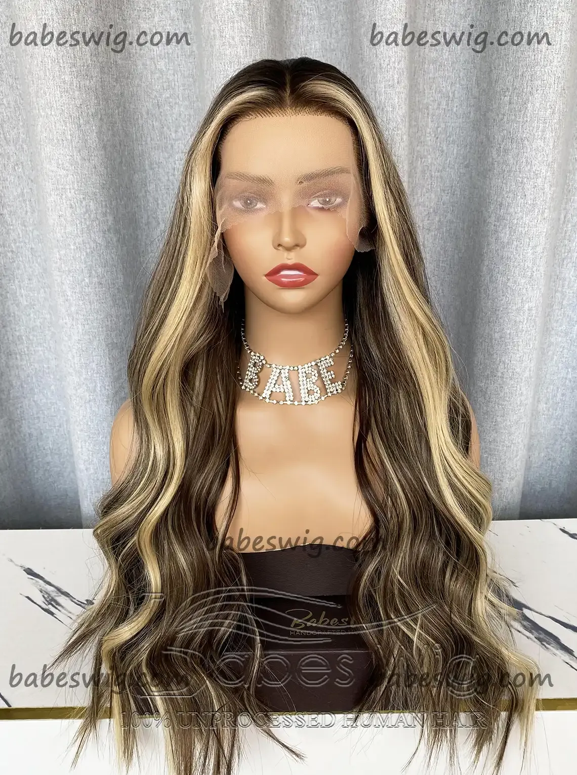 Luxury Wig Human Hair Wigs With Balayage Wavy Lace Front Human Hair Wigs for Women Bleaches Knots Best Quality Lace Wigs-BabesWIG