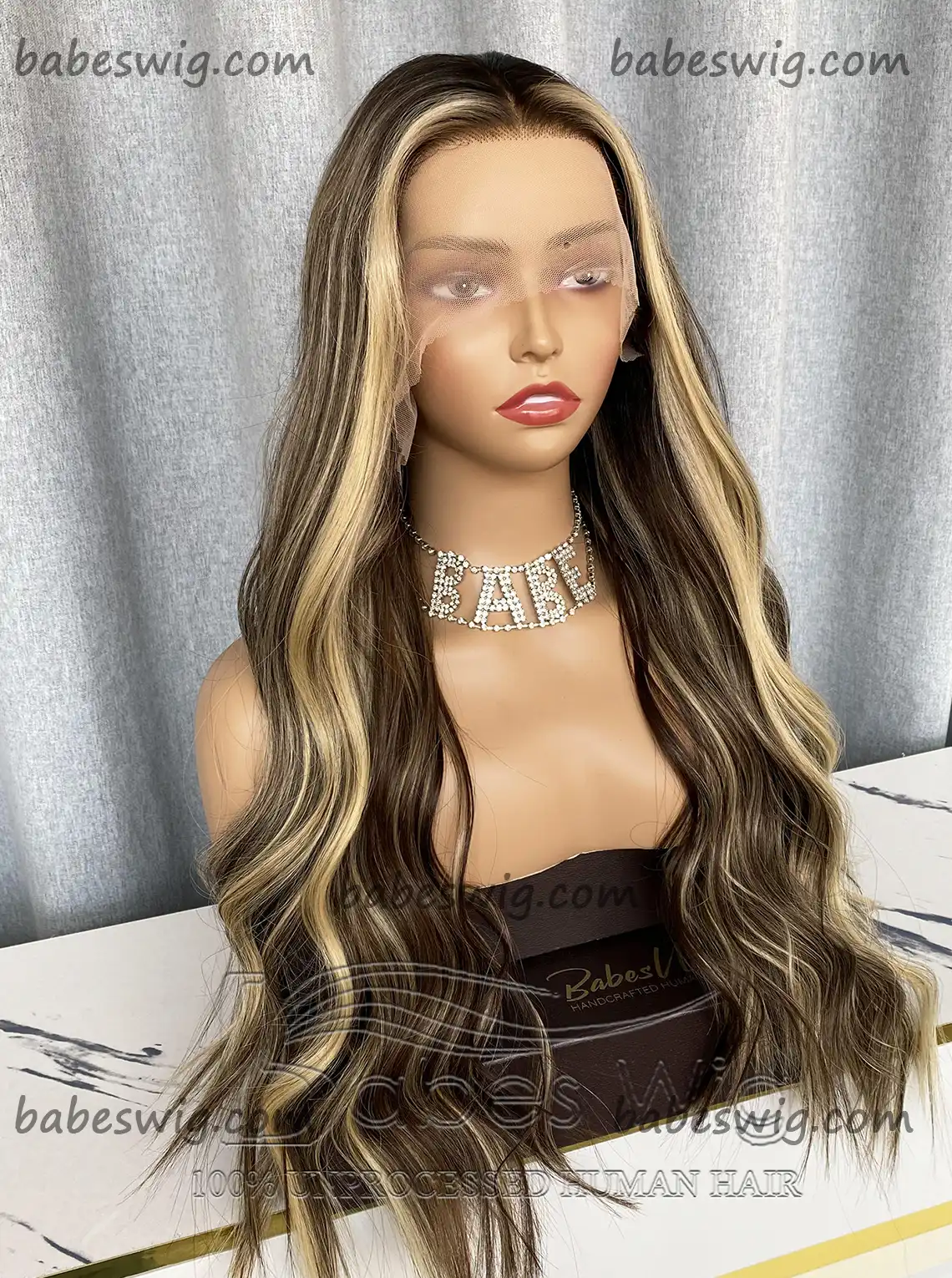 Luxury Wig Human Hair Wigs With Balayage Wavy Lace Front Human Hair Wigs for Women Bleaches Knots Best Quality Lace Wigs-BabesWIG