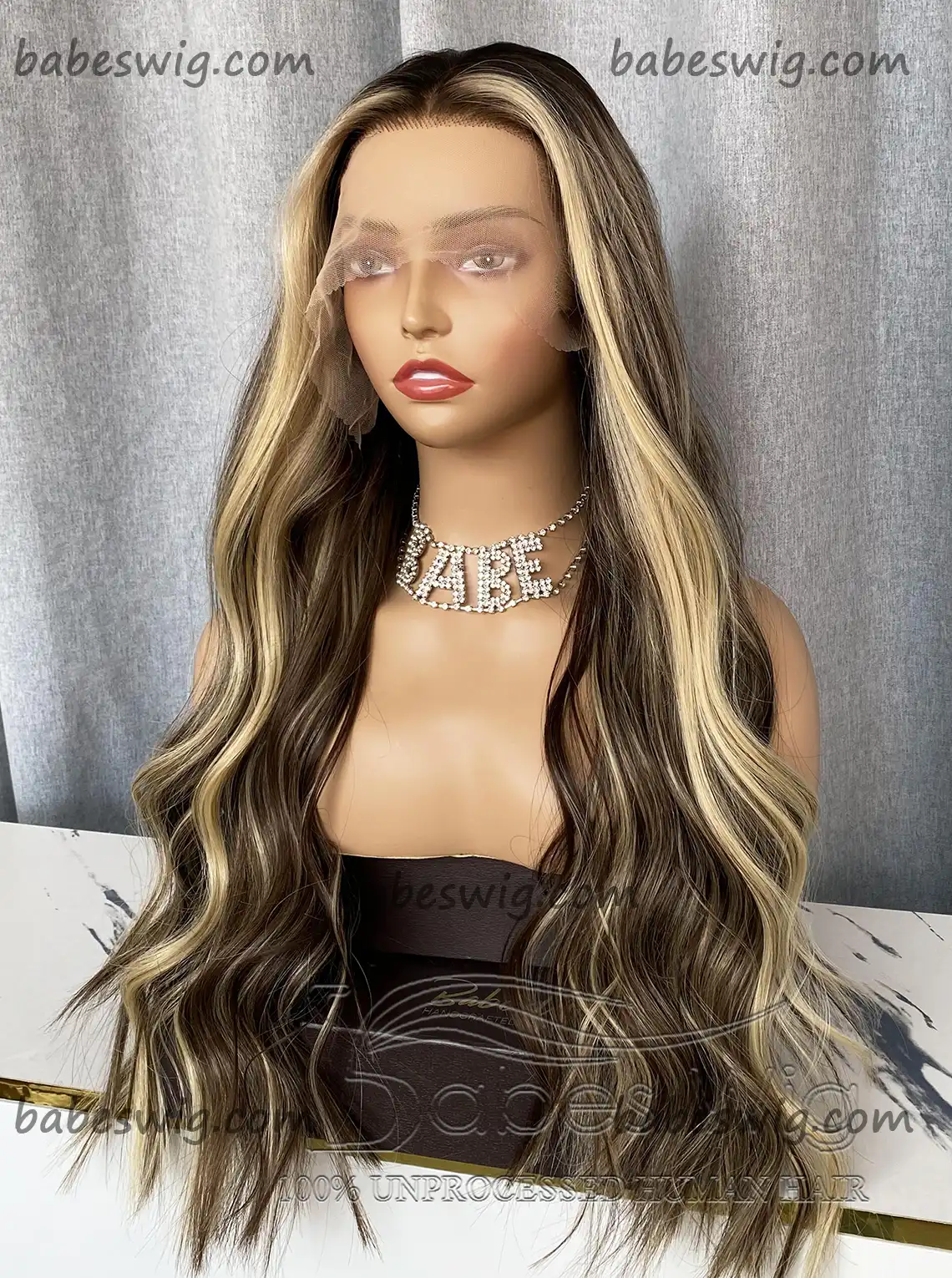 Luxury Wig Human Hair Wigs With Balayage Wavy Lace Front Human Hair Wigs for Women Bleaches Knots Best Quality Lace Wigs-BabesWIG