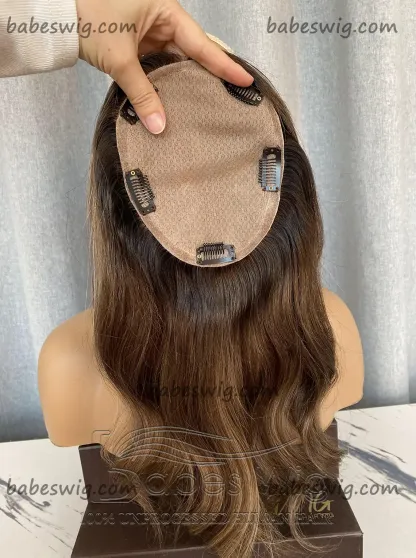 methyst 5"x6'' Highlight Blonde Wave Virgin Human Hair Silk Base Topper for Women European Hair Balayage Color Silk Top Toupee-BabesWIG