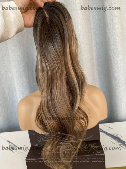 methyst 5"x6'' Highlight Blonde Wave Virgin Human Hair Silk Base Topper for Women European Hair Balayage Color Silk Top Toupee-BabesWIG