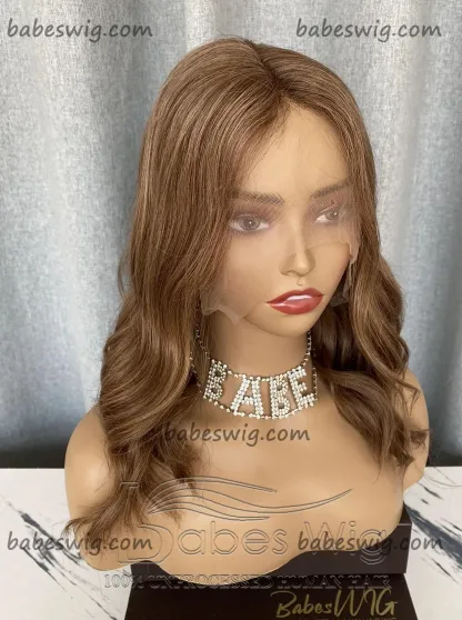 Glueless Chestnut Brown Silk Base Hair Wigs 100% Remy Human Hair Silk Top Lace Front Wigs for Women