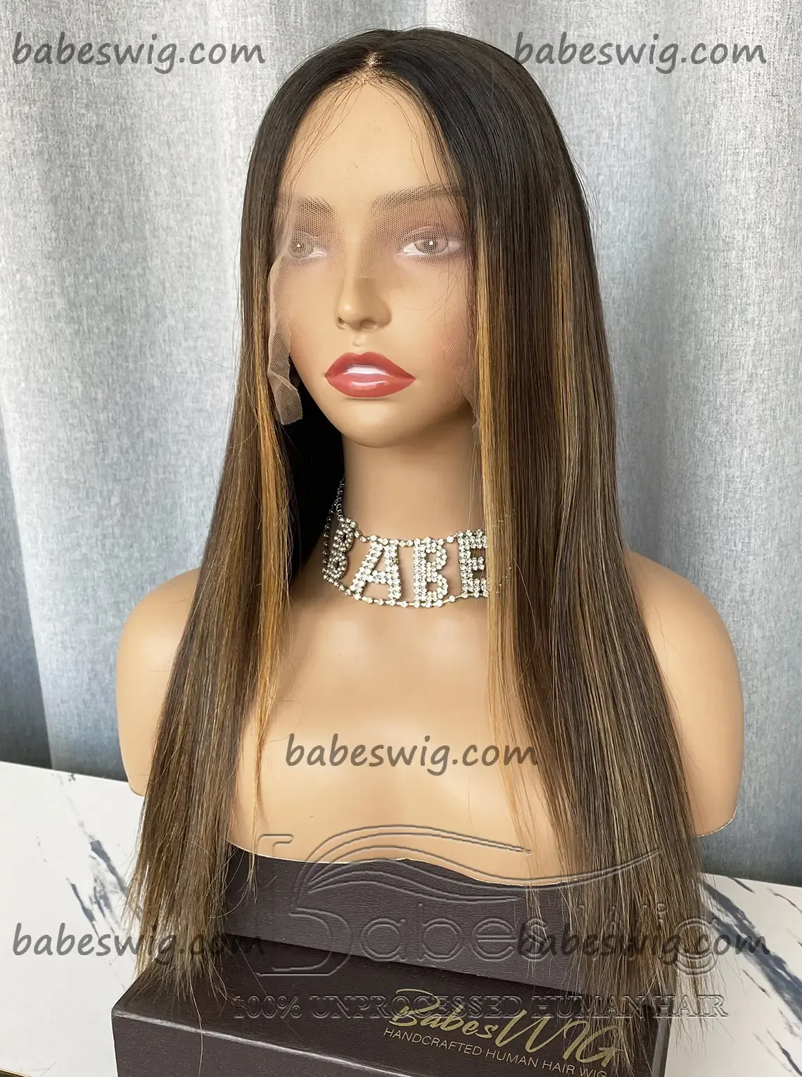 Silky Straight Blonde Highlights 100% Brazlian Human Hair Silk Top Lace Front Wigs For Women Glueless Wigs-BabesWIG
