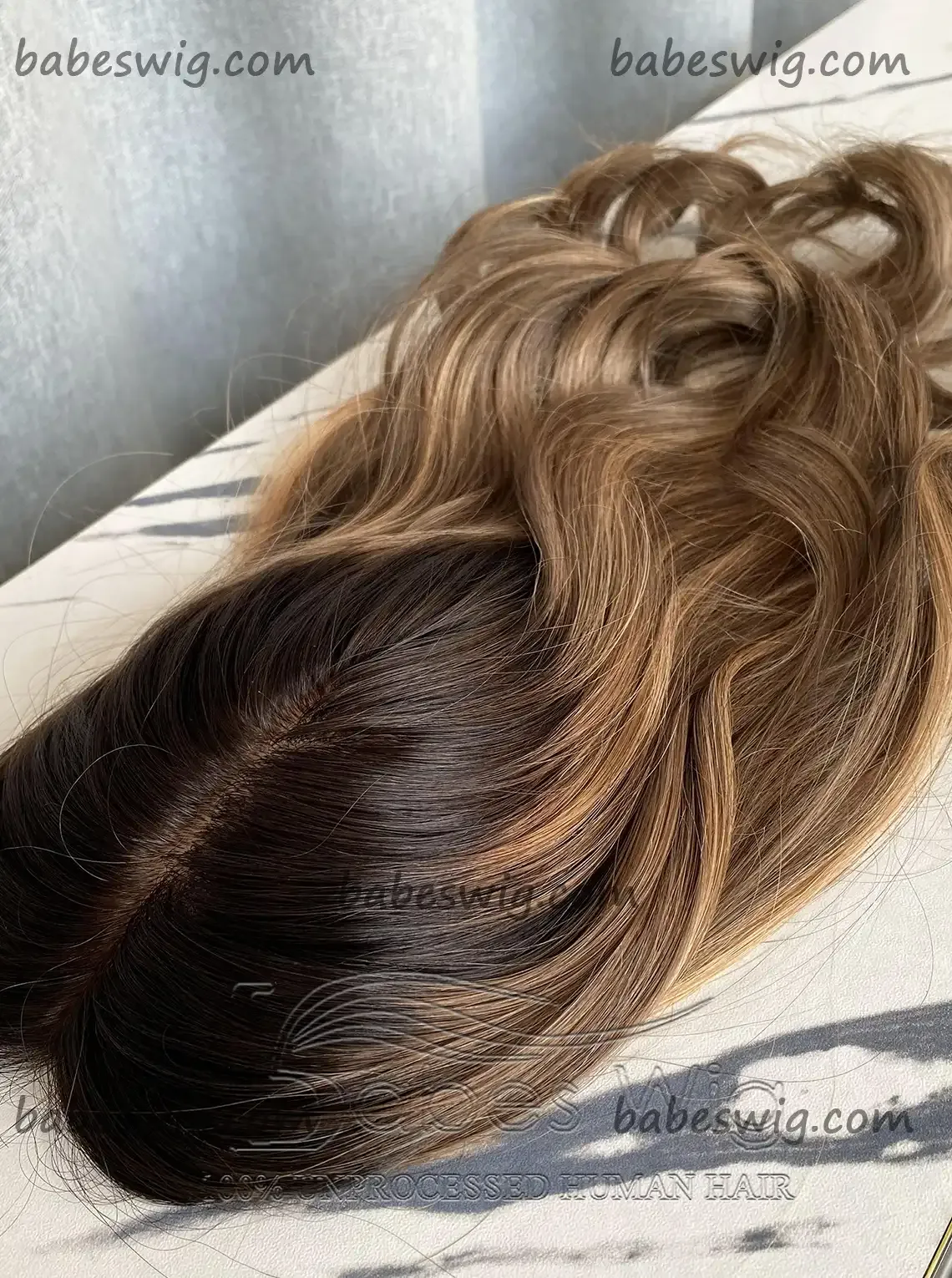 9x9 Cap Balayage Wavy Human Hair Topper Best 100% Remy Human Hair Silk Top Topper for Women