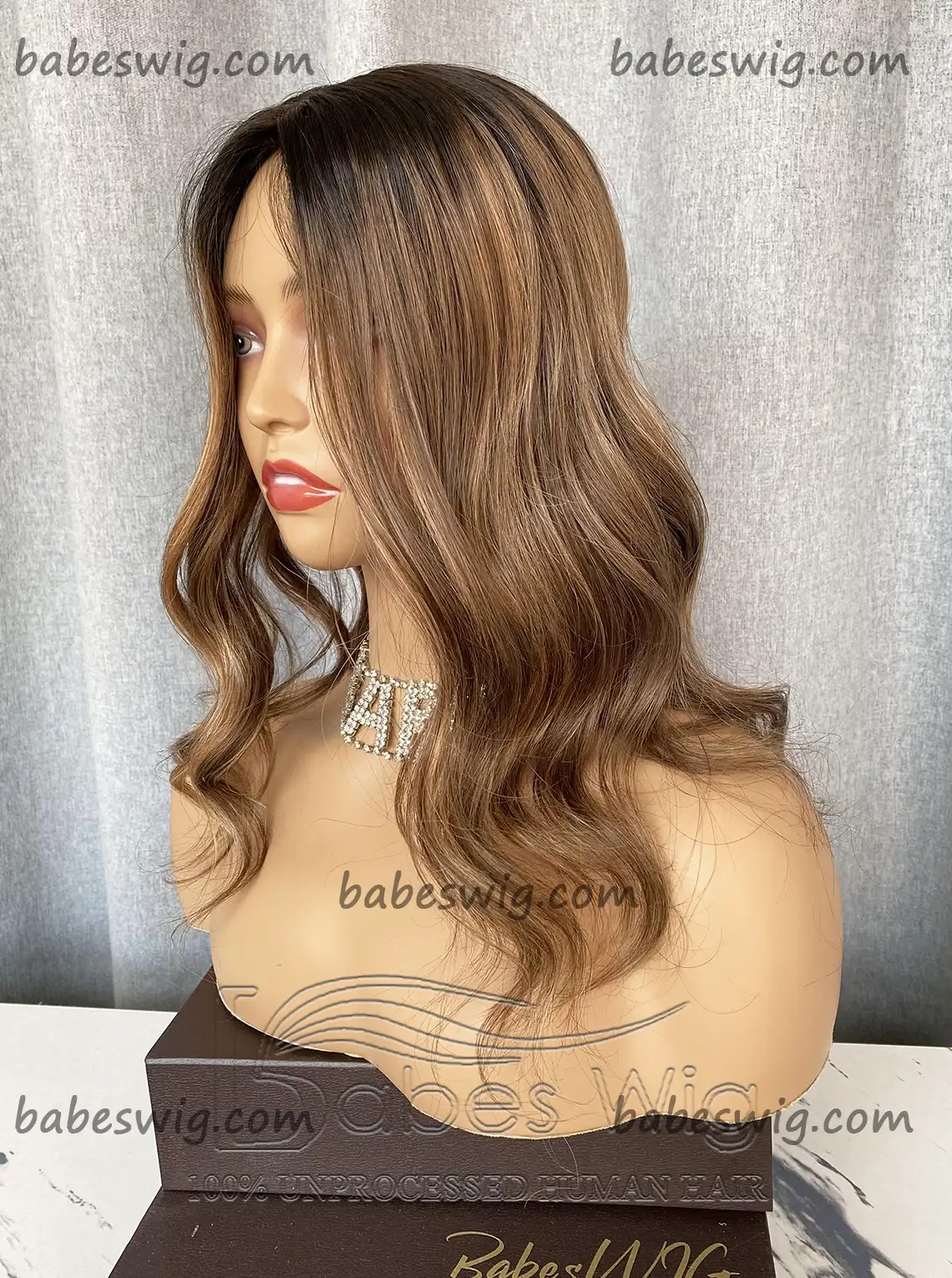 5x6 Cap Human Hair Silk Top Topper,Ombre Blonde Balayage Wavy Clip on Hair Topper for Women Crown Hair Toupee Hairpiece-BabesWIG