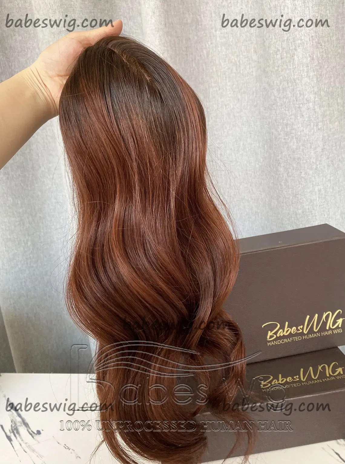 5*6 Size dark brown to copper-brown Human Hair Silk base Topper For Women Piece Cover Breathable Silk Top Toupee with Clips in-BabesWIG