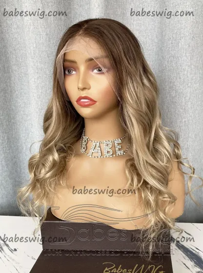 100% Remy Virgin Human Hair Lace Front Wigs Ombre brown to Blonde Lace Front Human Hair Wig