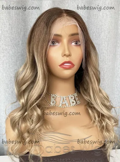100% Remy Virgin Human Hair Lace Front Wigs Ombre brown to Blonde Lace Front Human Hair Wig