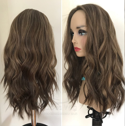 Beautiful Balayage Soft Wavy 9*9 Silk Top Human Hair Topper Best Virgin Hair Silk Base Toppers for Women-BabesWIG