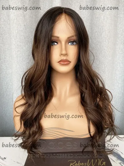Glueless Lace Front Silk Top Wigs Ombre 100% Remy Human Hair Silk Top Lace Front Wig for Women-BabesWIG