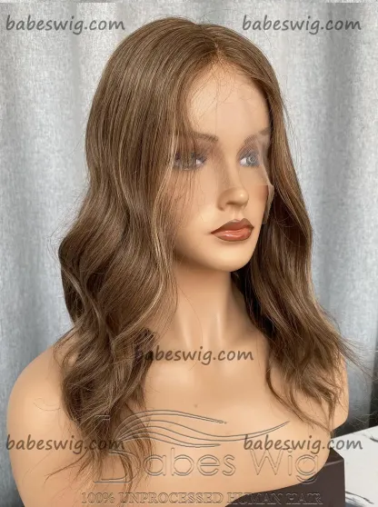  100% Real Human Hair 13x6 Lace Front Human Hair Wigs Light ash brown with subtle gold highlights Hair Lace Wigs-BabesWIG