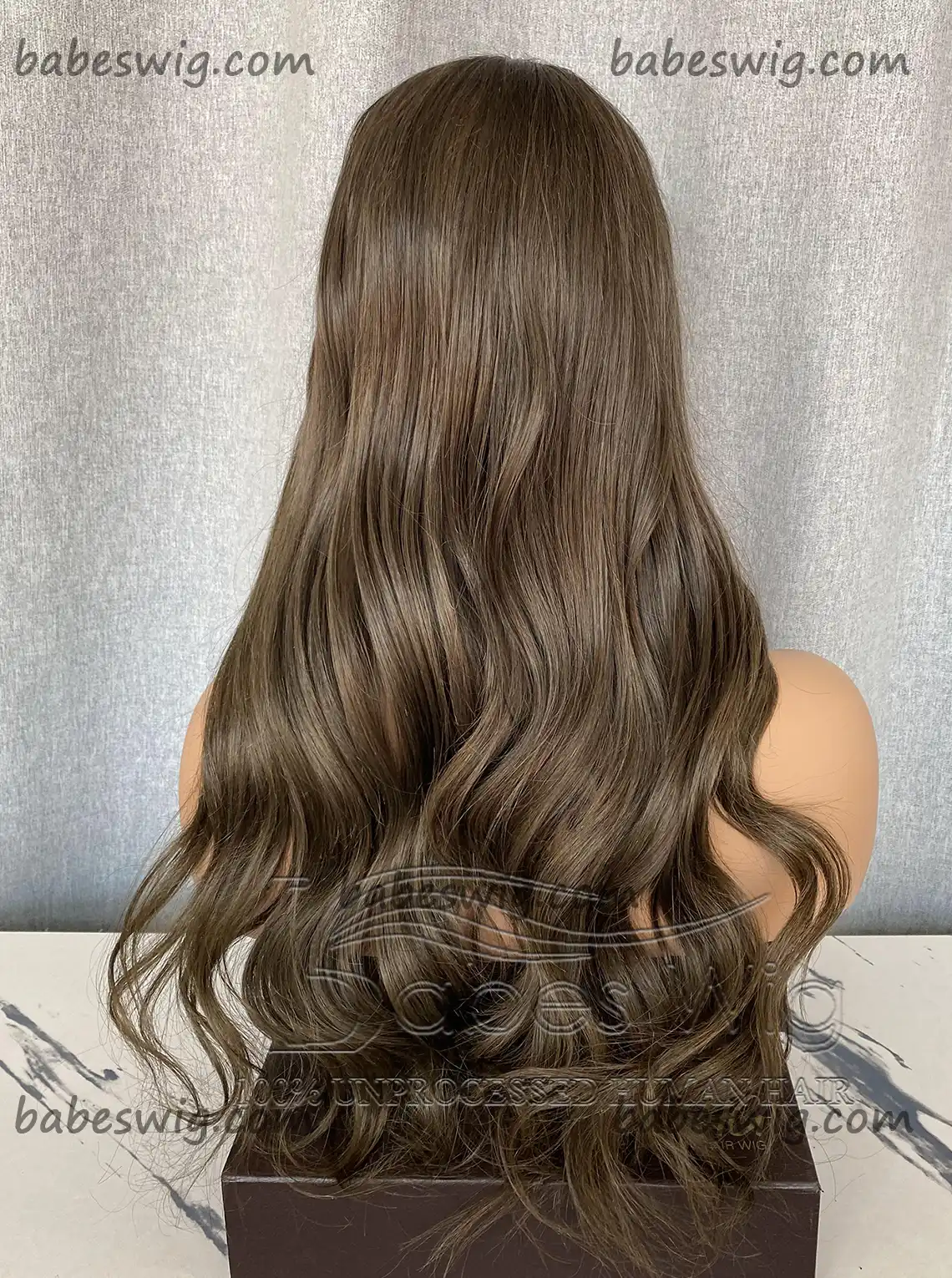 Soft Long Ash Brown Wavy Human Hair Glueless Full Lace Wig & Silk Top Full Lace Wigs Online Store