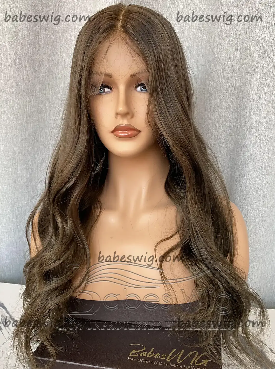 Glueless Silk Top Lace Front Human Hair Wig Ash Brown Hair Silk base Lace Wigs