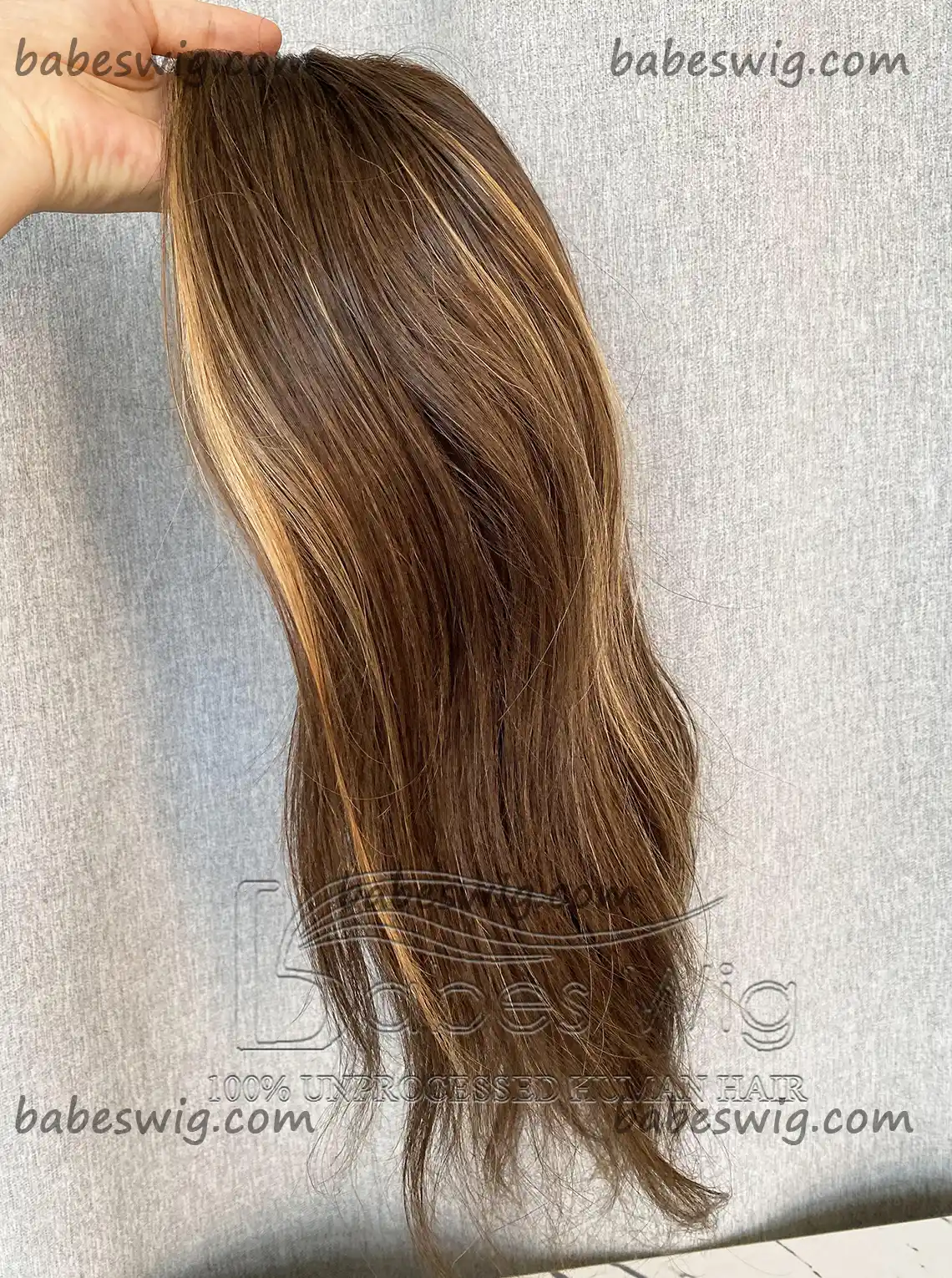 Human Hair Toppers with Highlights – Natural Volume & Sun-Kissed Style5x6"