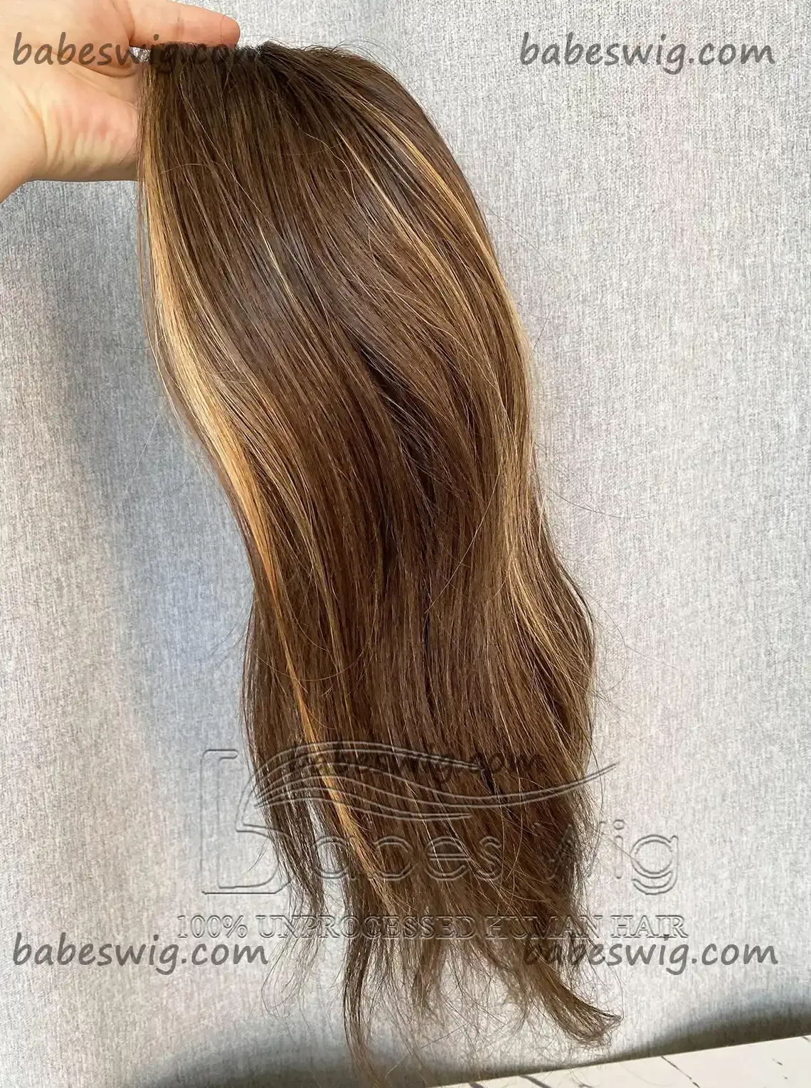 Human Hair Toppers with Highlights – Natural Volume & Sun-Kissed Style5x6"