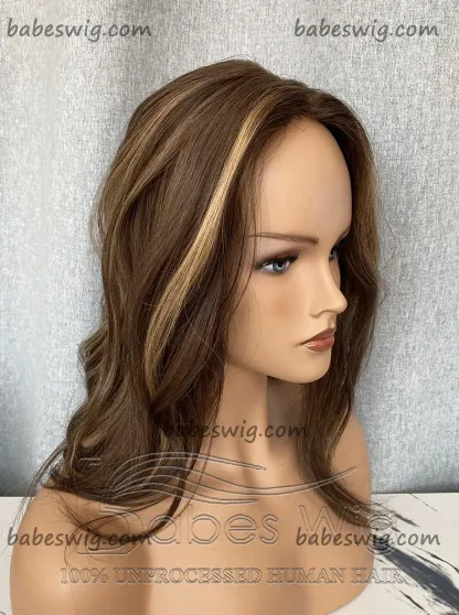 Balayage Wavy 9x9 Cap Human Hair Topper Best 100% Remy Human Hair Silk Top Topper for Women Hairpieces-BabesWIG