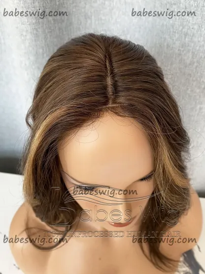 Balayage Wavy 9x9 Cap Human Hair Topper Best 100% Remy Human Hair Silk Top Topper for Women Hairpieces-BabesWIG