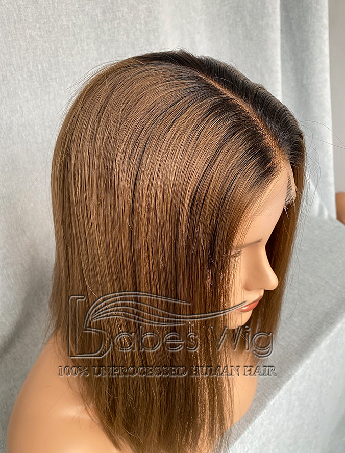 Jeany-Ombre Straight Short Cut Bob Wig 13*6 Lace Front Human Hair Wigs for White Women