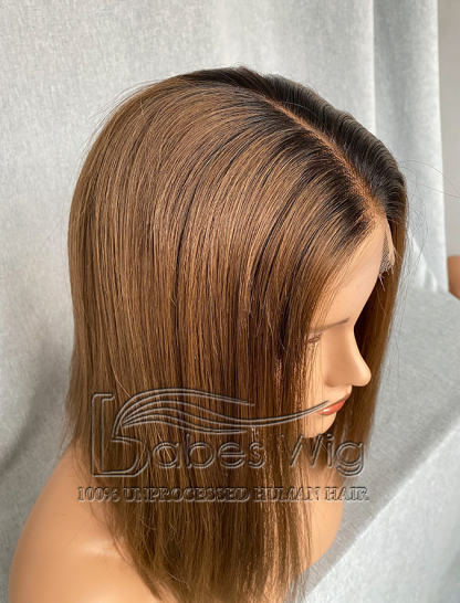 Jeany-Ombre Straight Short Cut Bob Wig 13*6 Lace Front Human Hair Wigs for White Women