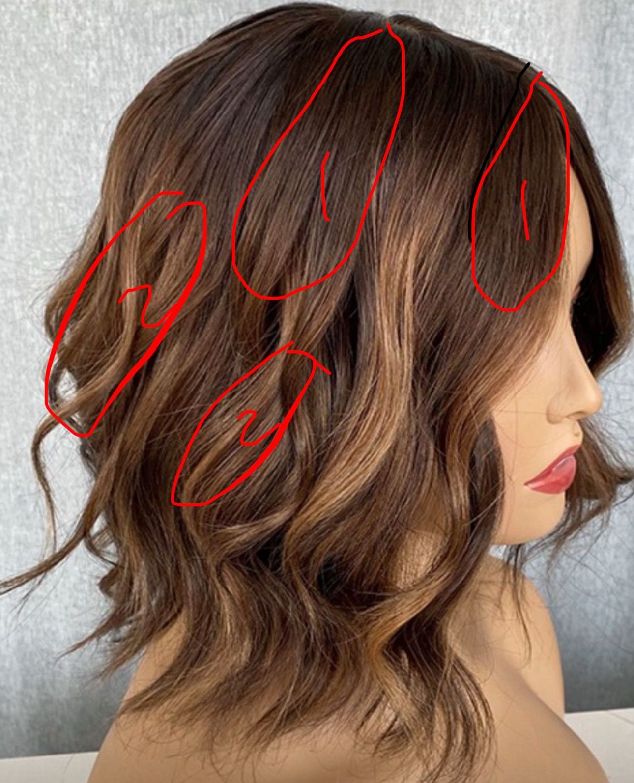 dark brown with highlights Silk Top Medical Wig Full hand tied Best Silk Top Human Hair Wig -BabesWIG