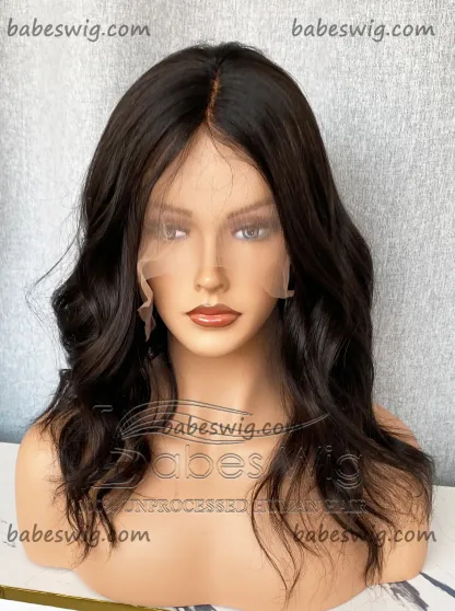 Best Natural Black 100% Remy Human Hair Lace Front Wig Wavy Lace Front Human Hair Wigs for Women Bleached Knots