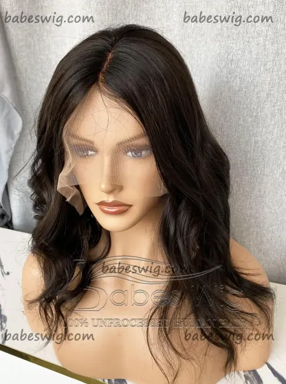 Best Natural Black 100% Remy Human Hair Lace Front Wig Wavy Lace Front Human Hair Wigs for Women Bleached Knots