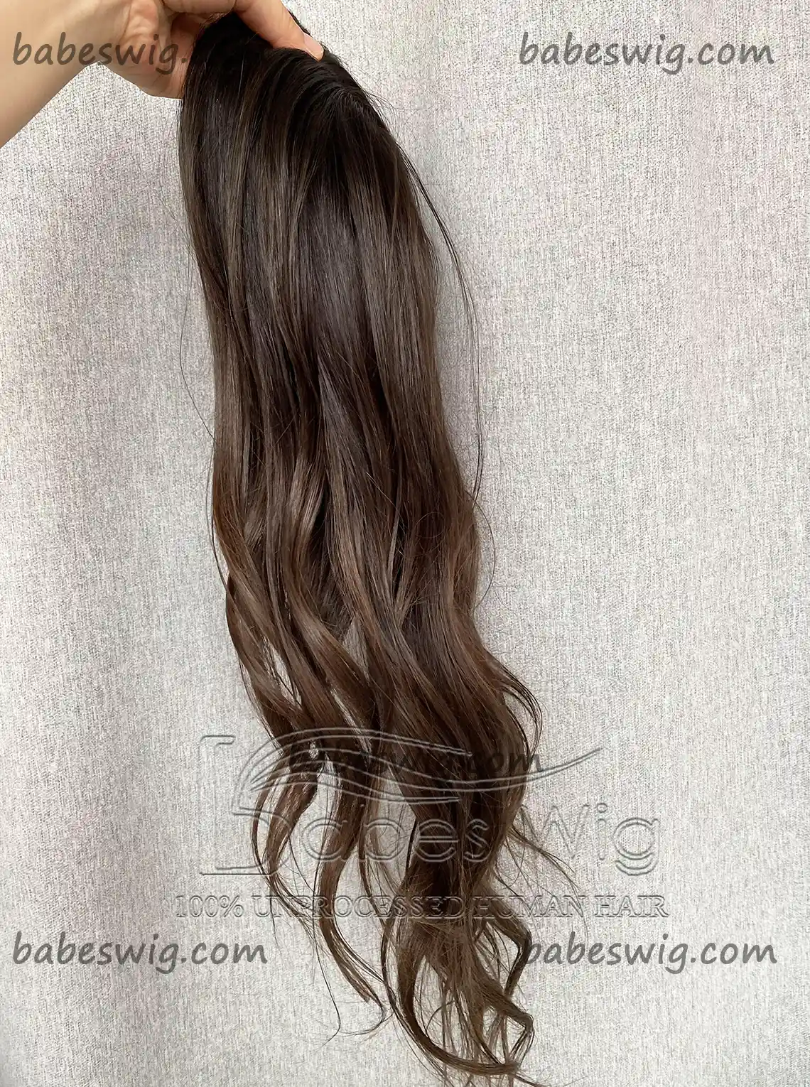 100% Human Hair Silk Top Topper, Brown Wavy 5*6 Silk Base Topper Topper for Women Crown Hair Toupee Hairpiece-BabesWIG