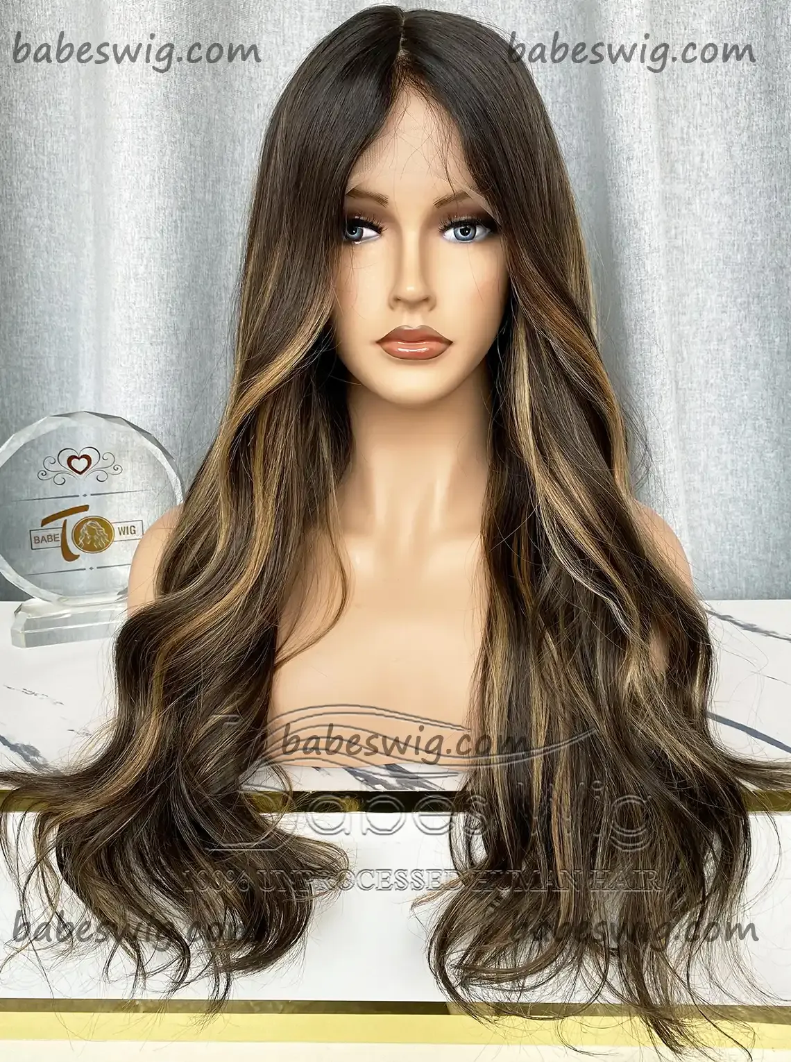 Long Wavy 100% Real Human Hair 13*6 Lace Front Wig Balayage Hair Lace Wigs