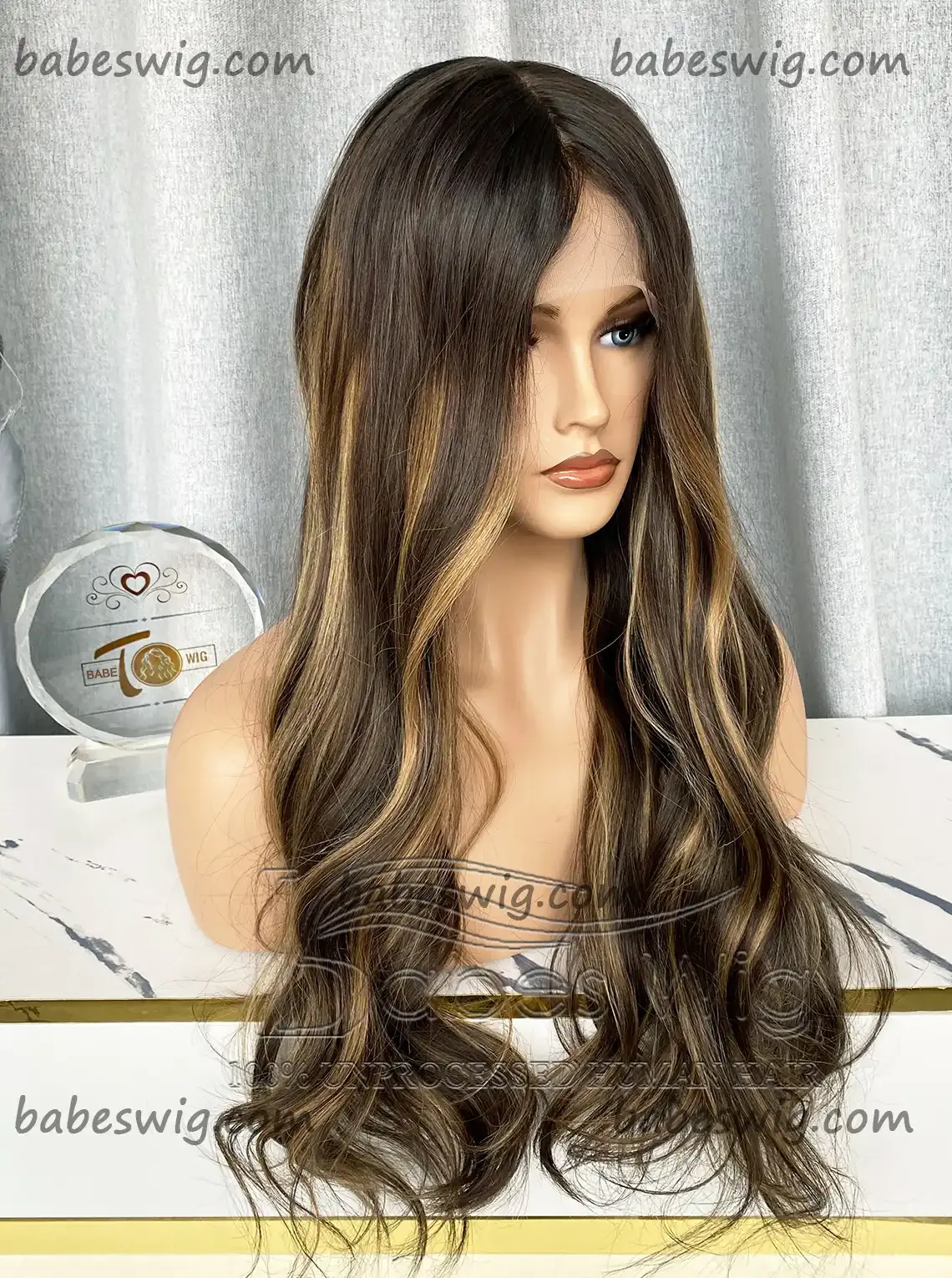 Long Wavy 100% Real Human Hair 13*6 Lace Front Wig Balayage Hair Lace Wigs