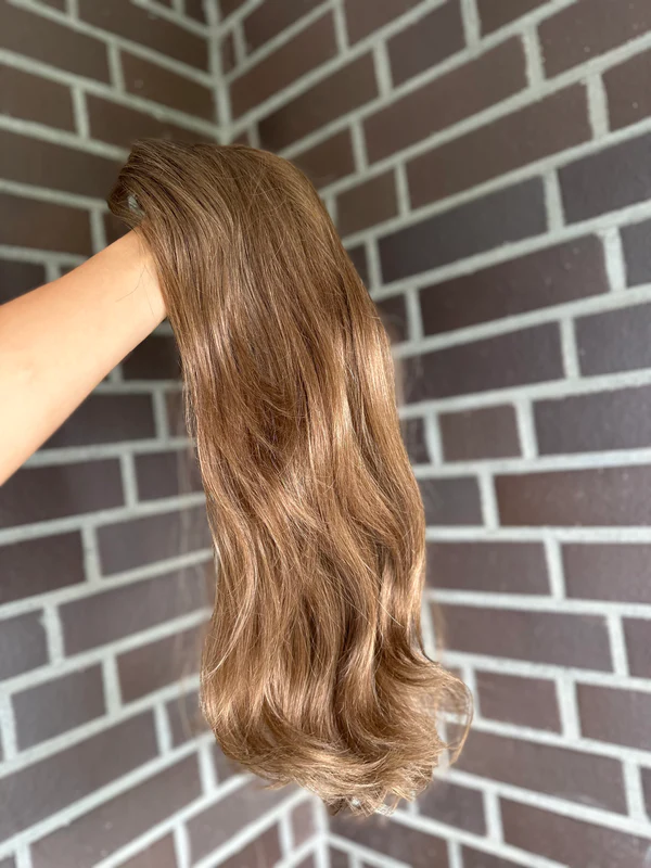 Light Brown Wavy 9*9 Cap Silk Top Human Hair Topper HairPieces-BabesWIG