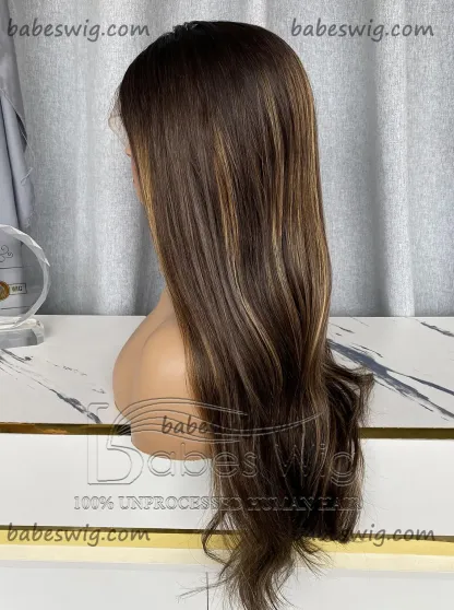 Best Silk Top Wigs balayage Wavy 100% Real Human Hair 11*6 Silk base Lace Front Wigs