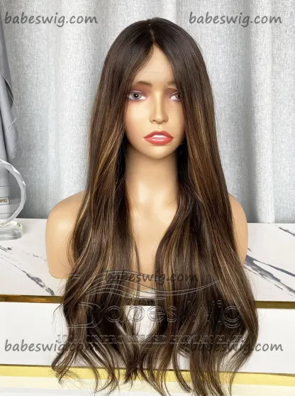Best Silk Top Wigs balayage Wavy 100% Real Human Hair 11*6 Silk base Lace Front Wigs