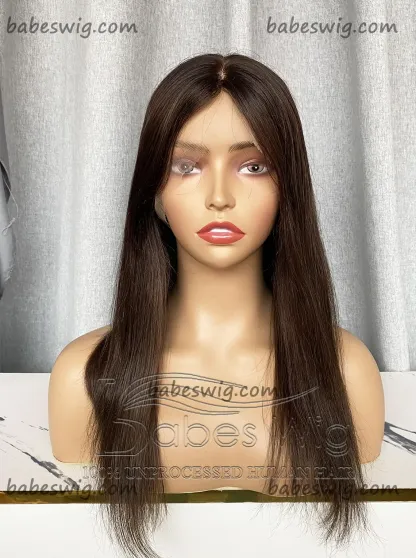 Silky Straight Brunette Brown Glueless Human Hair Lace Front Wigs Silk Top Lace Front Wigs Online
