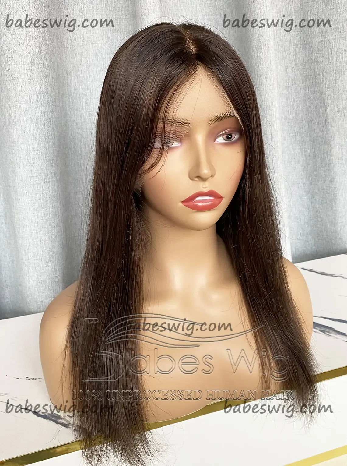 Silky Straight Brunette Brown Glueless Human Hair Lace Front Wigs Silk Top Lace Front Wigs Online