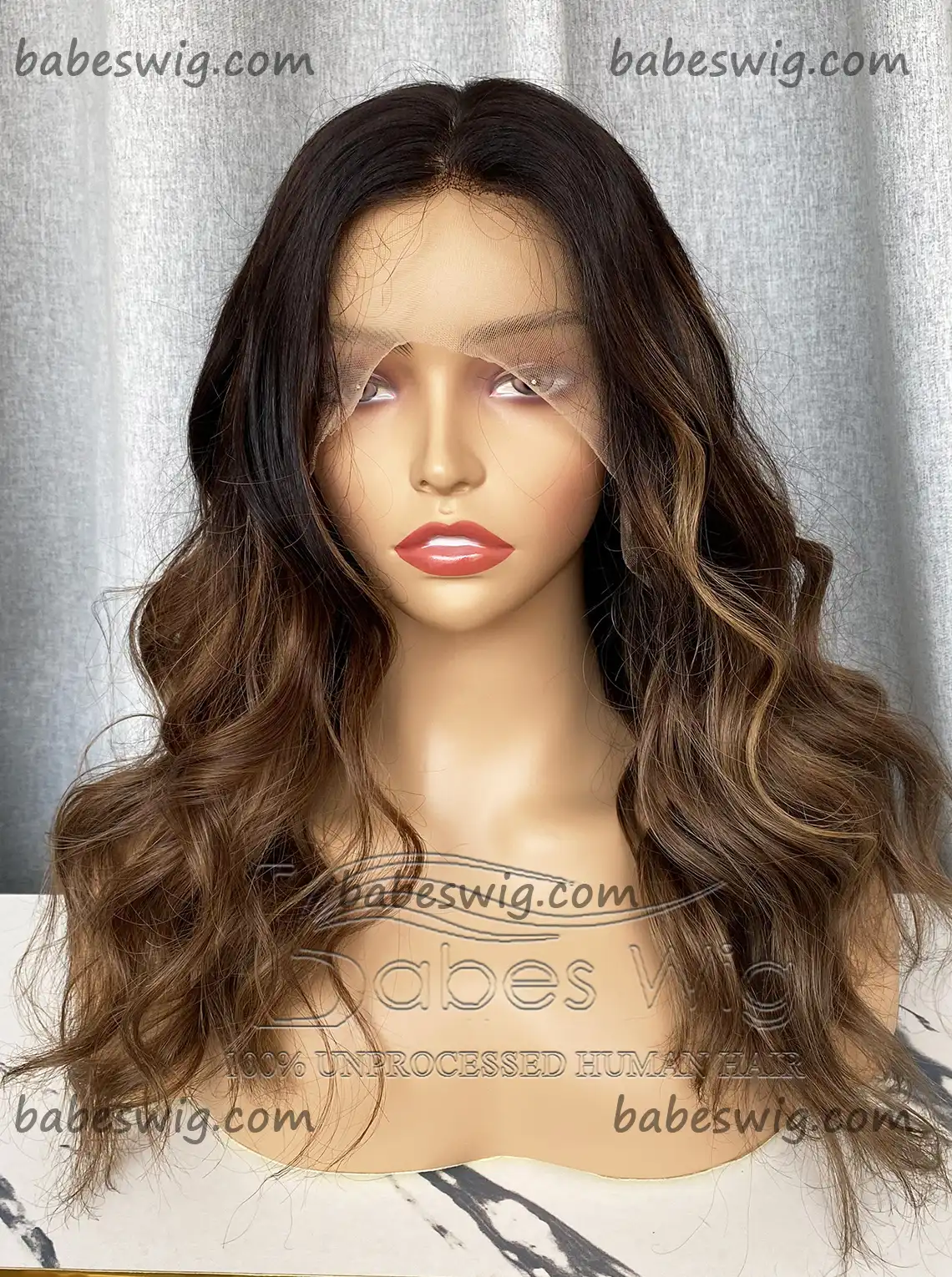 Silk Top Lace Wig Balayage Color Wavy Glueless Human Hair Silk Top Lace Front Wigs For White Women 