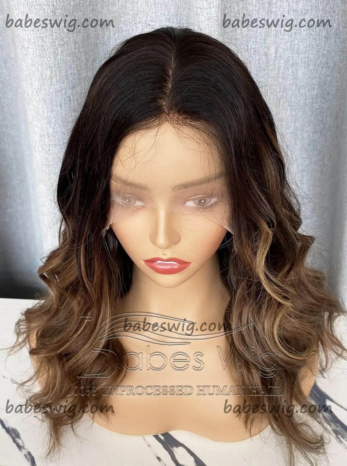 Silk Top Lace Wig Balayage Color Wavy Glueless Human Hair Silk Top Lace Front Wigs For White Women 