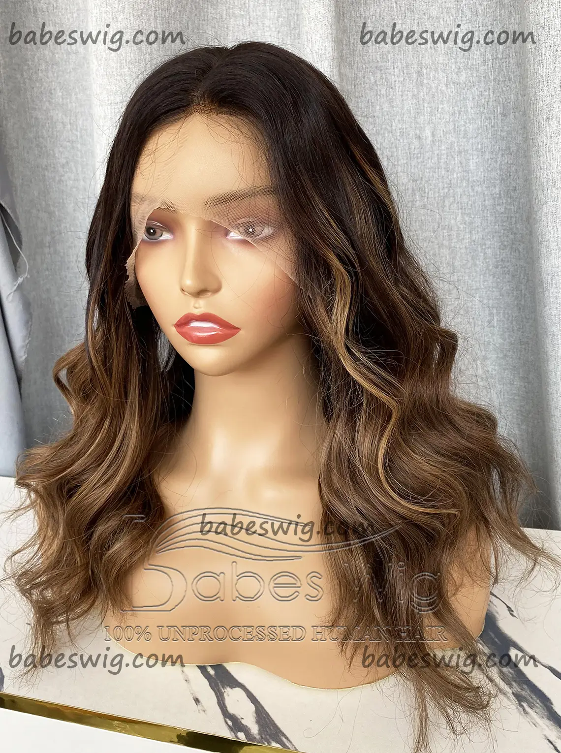 Silk Top Lace Wig Balayage Color Wavy Glueless Human Hair Silk Top Lace Front Wigs For White Women 