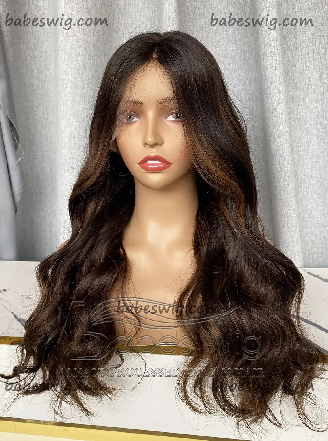 Silk Top Human Hair Lace Front Wigs Soft Wavy Balayage 100% Human Hair Silk Base Lace Wig  