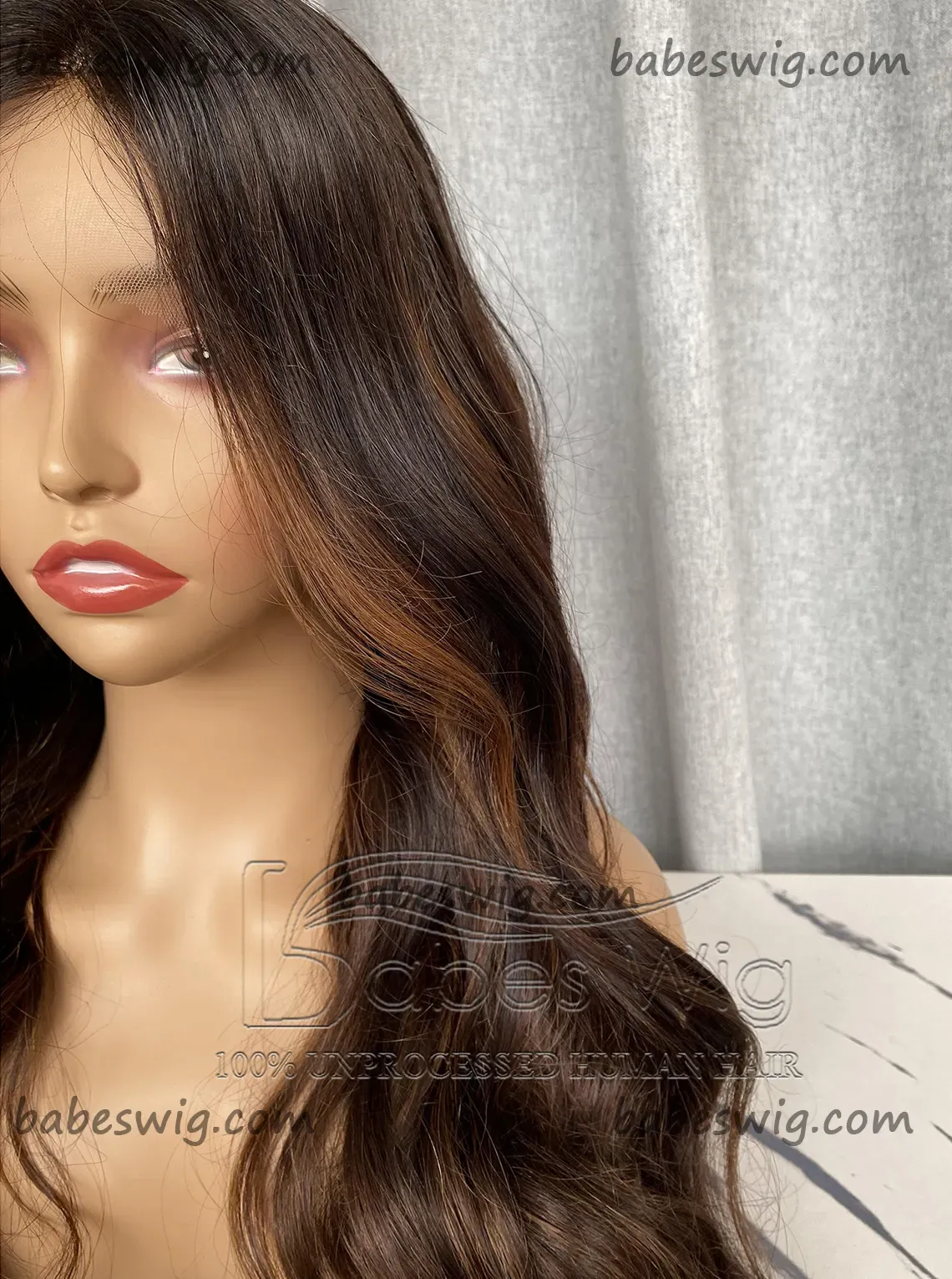 Silk Top Human Hair Lace Front Wigs Soft Wavy Balayage 100% Human Hair Silk Base Lace Wig  