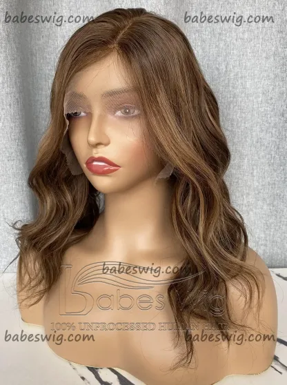Glueless 11x6 Silk Top Lace Front Human Hair Wigs Balayage Wavy Silk Base Lace Wigs