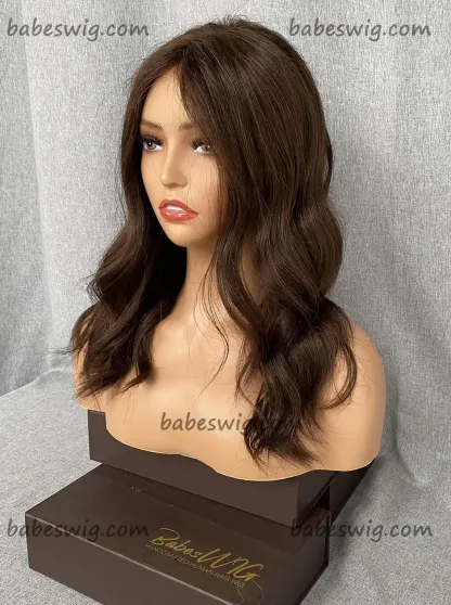 Best Brunette Brown Real Human Hair Lace Front Wigs With Silk Top