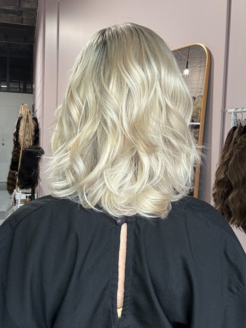 Custom human hair lace front topper with ombre blonde color