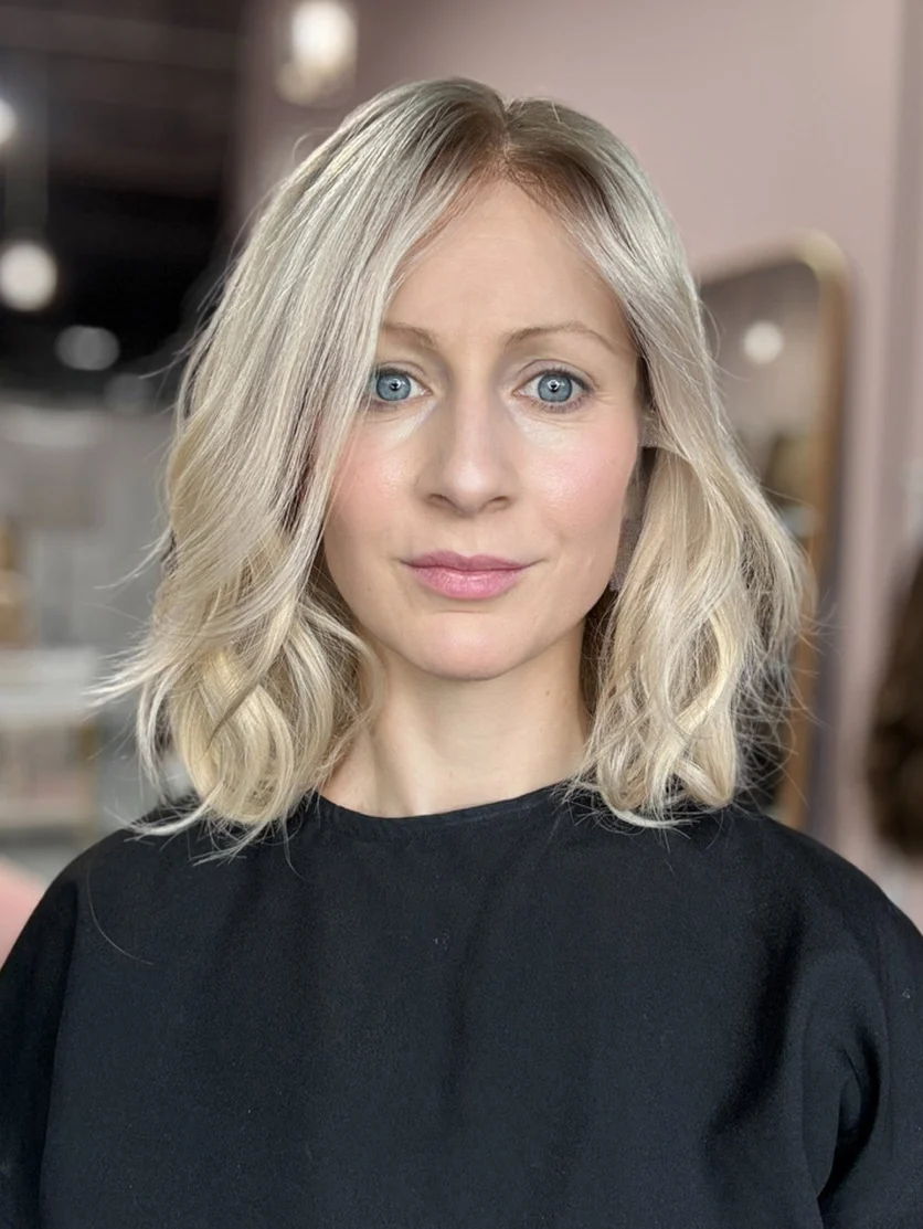 Custom human hair lace front topper with ombre blonde color