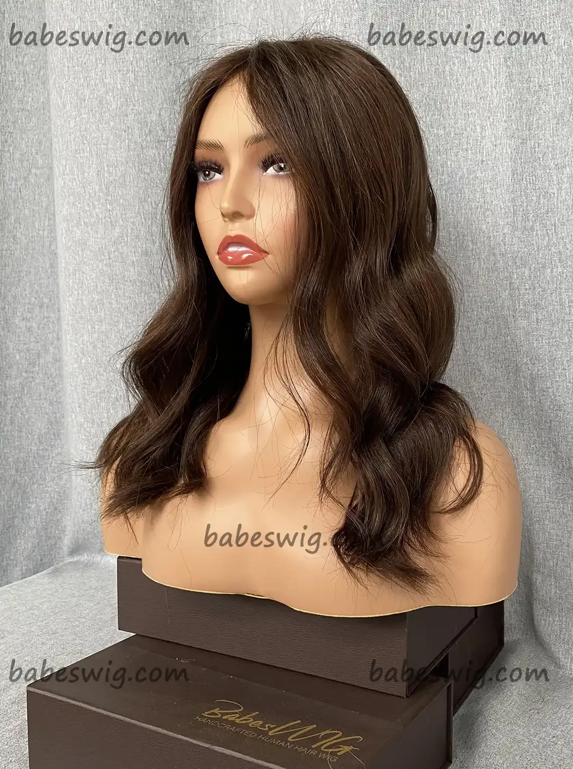 Brunette Brown Real Hair Lace Front Human Hair Wigs With Thick Ends