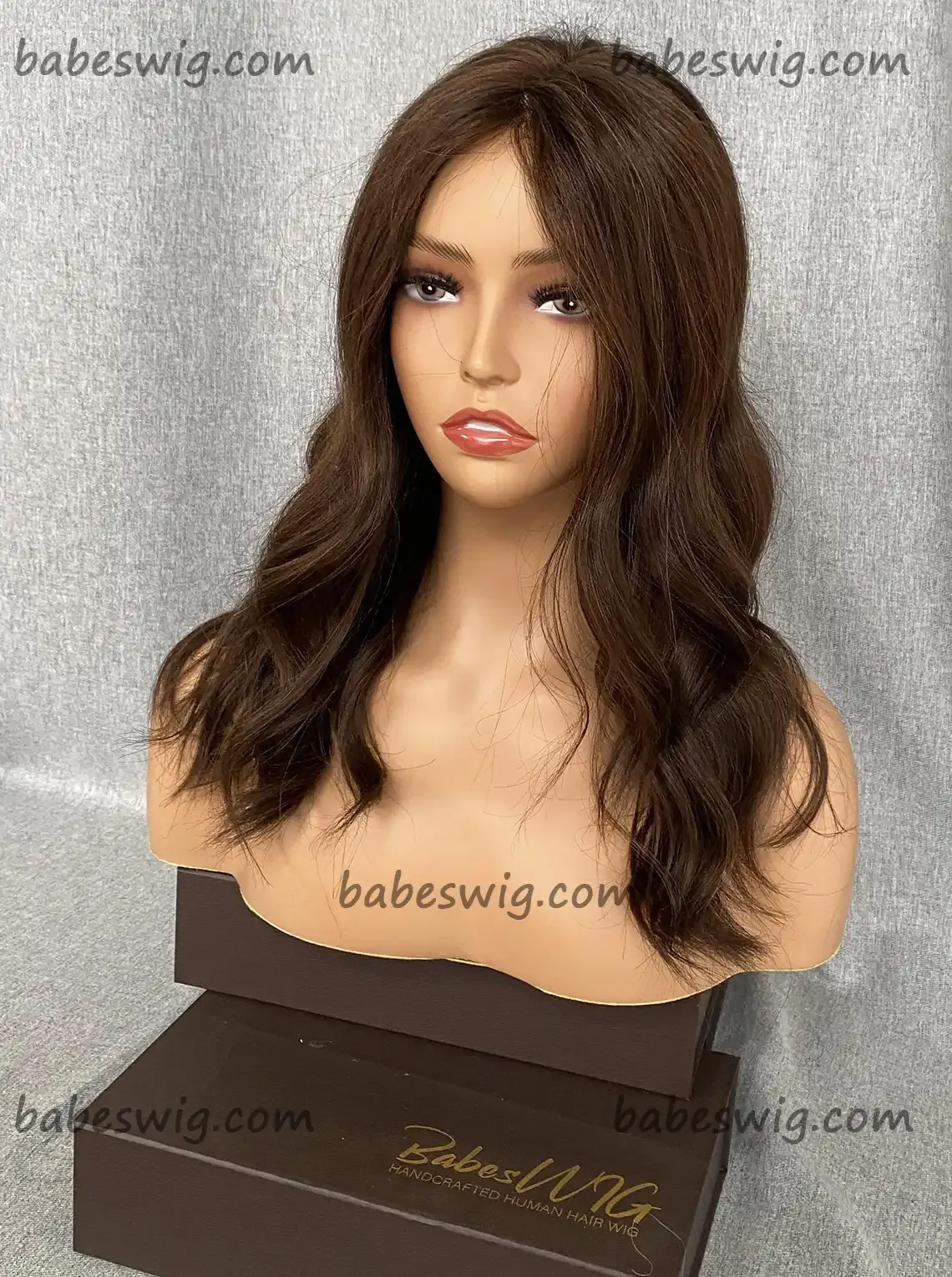 Brunette Brown Real Hair Lace Front Human Hair Wigs With Thick Ends