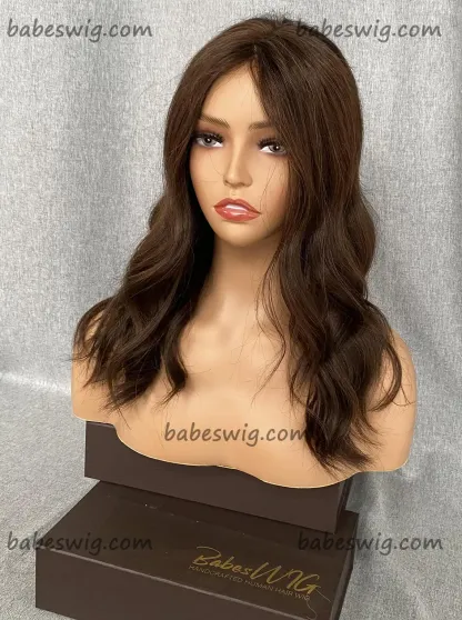 Brunette Brown Real Hair Lace Front Human Hair Wigs With Thick Ends