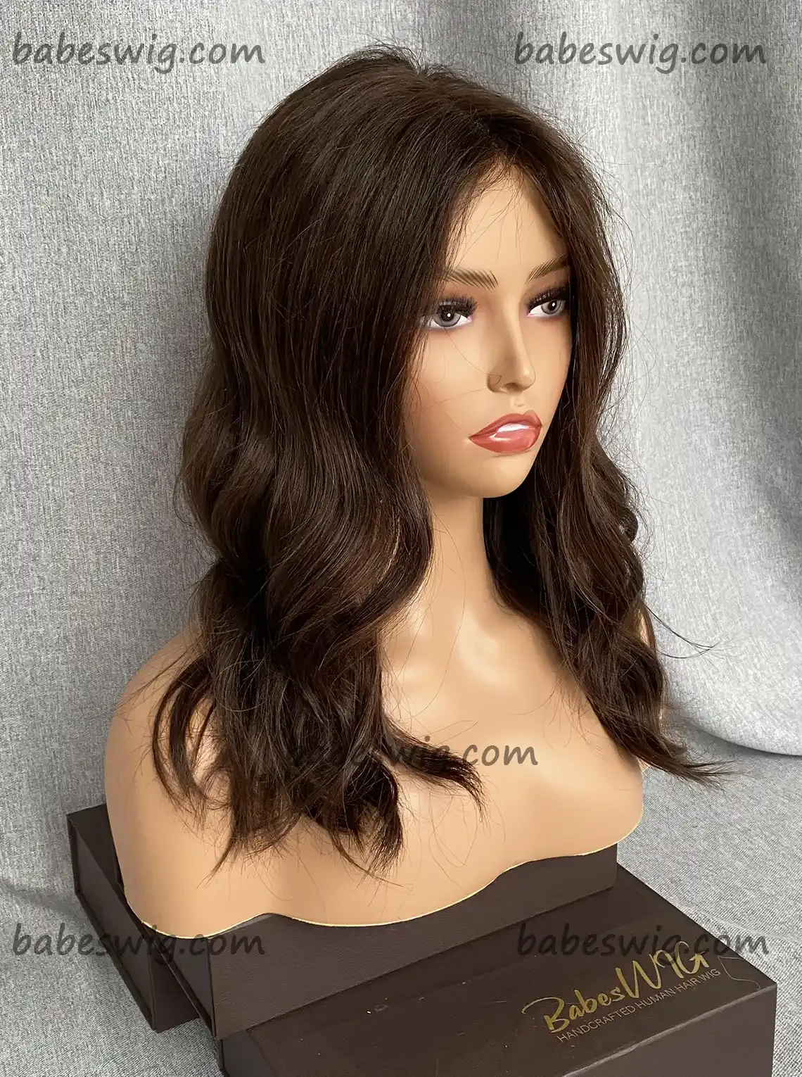 Brunette Brown Real Hair Lace Front Human Hair Wigs With Thick Ends