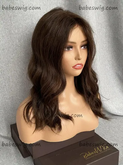 Brunette Brown Real Hair Lace Front Human Hair Wigs With Thick Ends