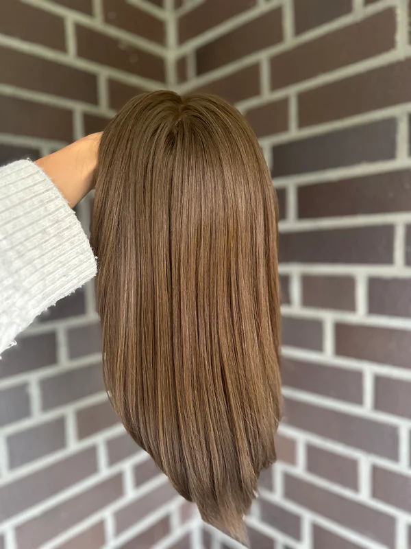 Straight Light brown Human Hair Topper Best Virgin Hair 9*9 cap Silk Base Toppers for Women