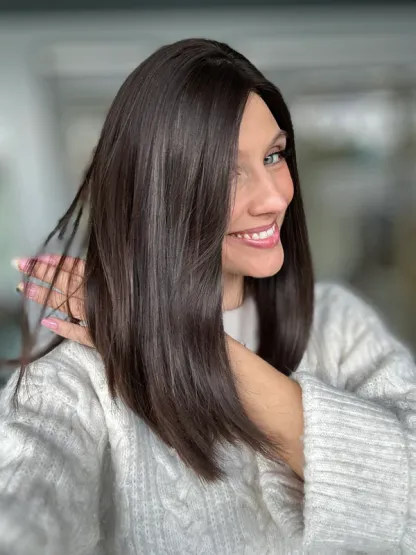 Darkest Brown Straight hair 9*9 Silk Top Human Hair Topper Best Virgin Hair Silk Base Toppers -BabesWIG